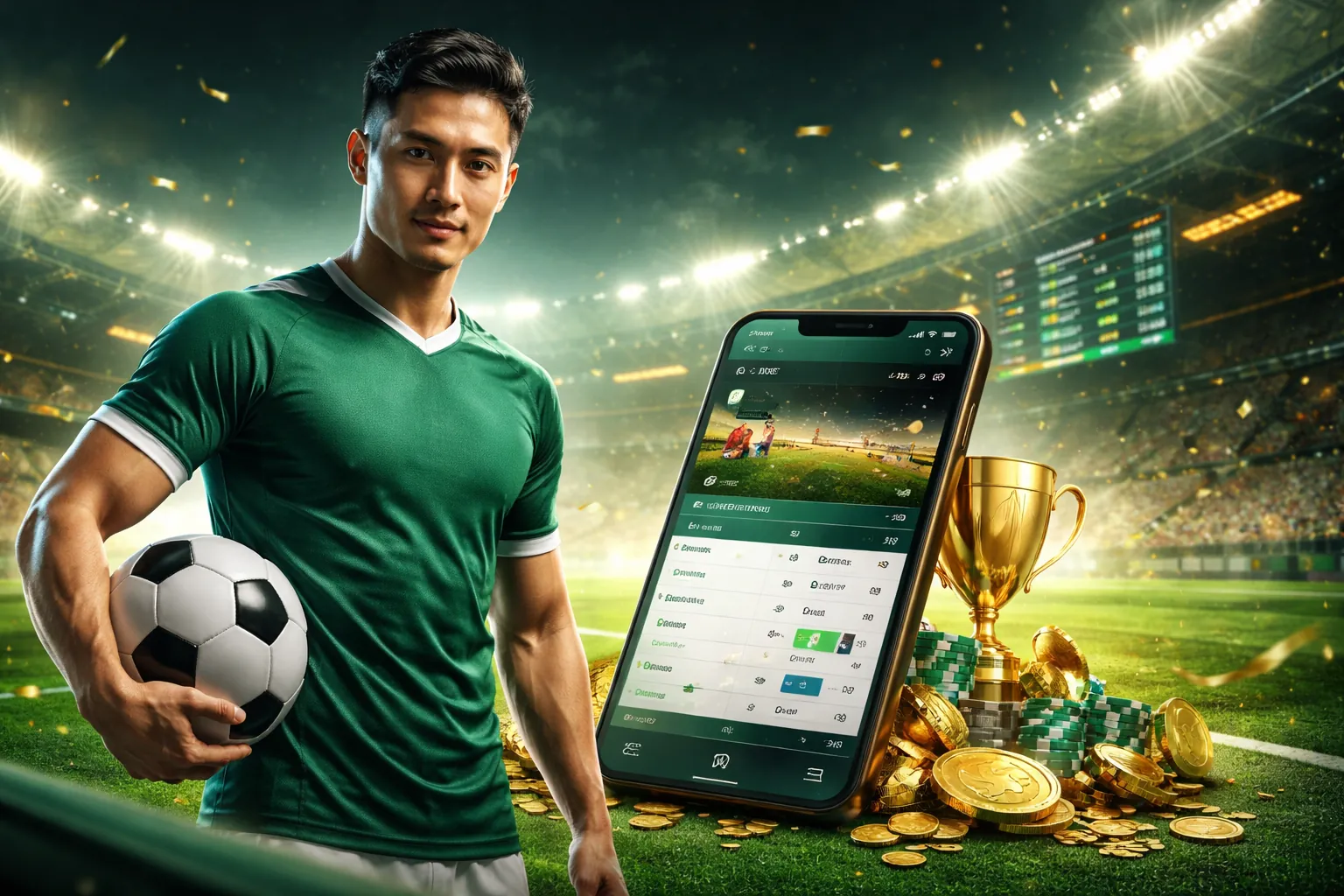 Sân vận động thể thao sôi động với giao diện cá cược 8day